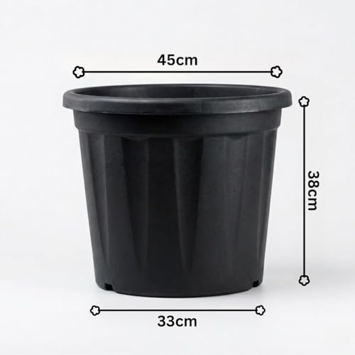 Image of 18 Inch Heavy Duty Plastic Planter | Grower Pot /Garden Pot for Home & Garden (Black) (Pack of 2)