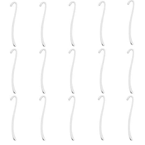 Yyangz 15Pcs Silver Plated Smooth Bookmark, Hook Bookmark, Jewelry Making Charms #TOP2