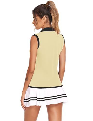 Image of COOrun Women's Golf Polo T Shirts Lightweight Moisture Wicking Sleeveless Shirt Quick Dry Zipper Tank Top