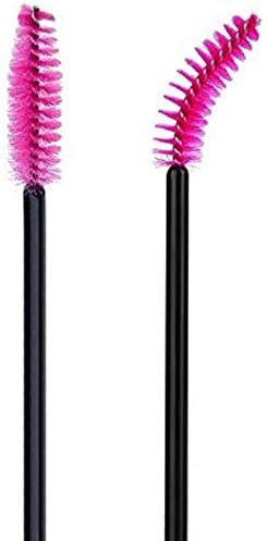 Yesmin 50 PCS Disposable Eyelash Brushes Mascara Wands Eye Lash Eyebrow Applicator Cosmetic Makeup Brush Tool Kits (Rose Red)