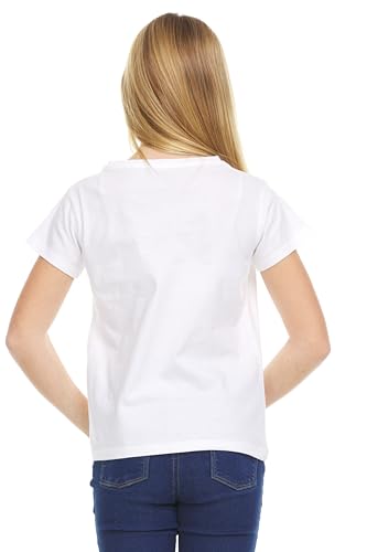 Image of Pink Angel Girls' 8-Pack Cotton T-Shirts - Crew Neck Short Sleeve Tees, Solid Color Multipack, Sizes 4-16