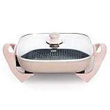 COOK WITH COLOR Electric Skillet - 12' x 12' Ceramic Nonstick Pan, PFAS-Free, 1400W, Tempered Glass Lid, Variable Temperature, Removable Heating...