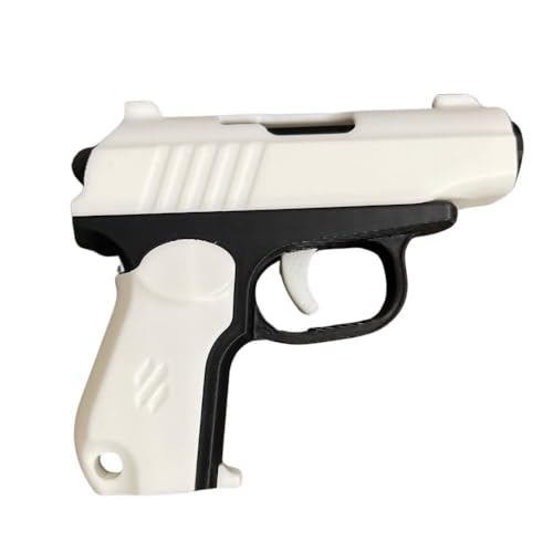 Image of Mini Gun Shaped Keychain, Creative Novelty Key Holder Accessory for Keys, Bags & Collectible Display Item (White-Black)