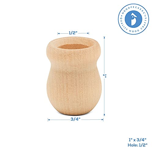 Bean Pot Candle Cups, 1 Inch, 7/16 Inch Hole, Pack Of 25 Unfinished Wood Candle Holders, Wood Turnings For Crafts, By Woodpeckers #TOP1