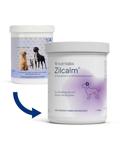 NutriLabs Zilcalm Beruhigungstabletten für Hunde - 90 STK. - mit Milchprotein, Ashwagandha, Probiotika, L-Tryptophan UVM. - Beruhigungsprodukte für Hunde - Nahrungsergänzungsmittel Hund