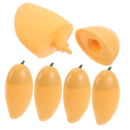TOVINANNA 5pcs Mango Shape Travel Sunscreen Bottles Empty Containers for Lotion Shampoo Conditioner Toiletries Bottles