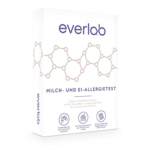 EVERLAB Milch- & Ei-Allergietest IgE Test auf Milch- & Ei-Allergie| Detaillierte Auswertung | Selbsttest für Zuhause