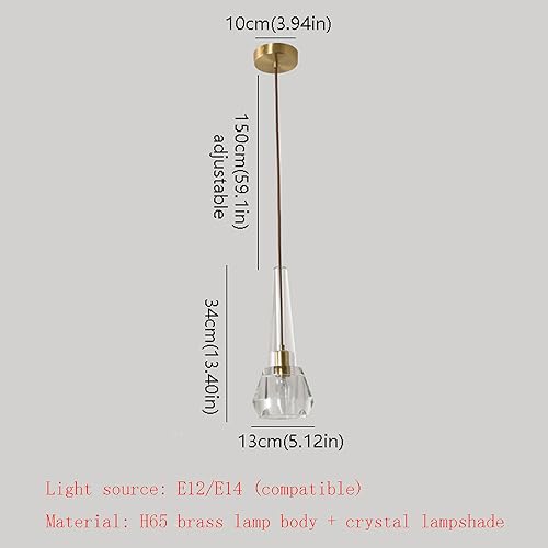 Lustre cristal et cuivre complet E14 réglable pour intérieur