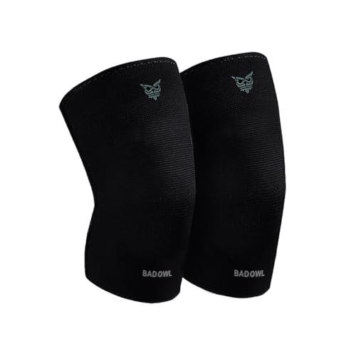 Image of BADOWL Flexa Knee Cap for Men and Women | All-Day Comfort Compression Sleeve for Joint Support, Running, Gym, Sports, Injury Recovery - Black (1 Pack) (XL)