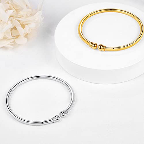 U7 Women Girls Platinum Plated Polished Simple Torque Bangle 4Mm Cuff Bracelet #TOP6