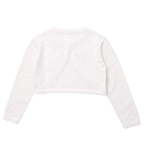 Kids Girls Cropped Cardigan Jacket Long Sleeve Button Closure Crochet Sweater Princess Dress Cover Up4
