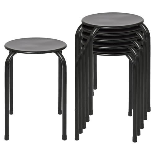 Harbour Housewares Tabourets Empilables en Métal - Noir Mat - 6X Adultes Petit Cuisine À Manger...