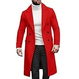 Ymosrh Trench Coats Warm, Double Breasted Lapel Casual Fall Winter Warm Peacoat Long Jacket Cosplay Dressy Overcoat Clothes Men Abrigo Largo (M, Red)