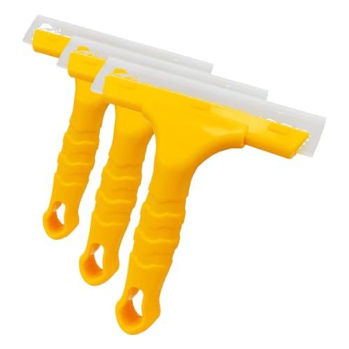 Image of CCyanzi Silicone Blade Small Squeegee, Shower Glass Squeegee, Window Tint, for Window, Bathroom Mirrors, Shower Door and Car Windshield, 5.5x5.5inch, Yellow (Pack of 3)