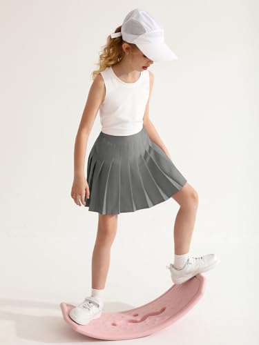 Patgoal Saia plissada para meninas, tênis atlético, uniforme escolar, saia para crianças adolescente