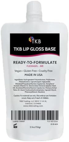 TKB Lip Gloss Base (Flexagel ME)| Clear Lip Gloss Base for DIY Lip Gloss| Ready-To-Formulate| Moisturizing, High Shine, Crystal Clear, Vegan, Gluten and Cruelty free| Made in USA. (5.5oz (156g))