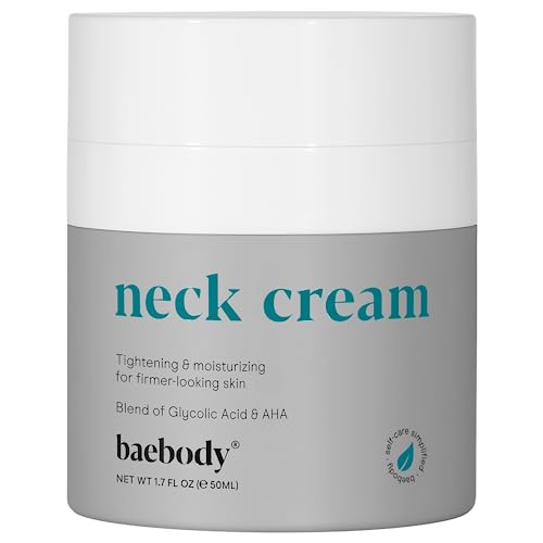 Baebody Firming Neck Cream with AHAs, CoQ10, Glycolic Acid, Green Tea for Sagging Skin, Fine Lines, Wrinkles, 1.7 Fl Oz