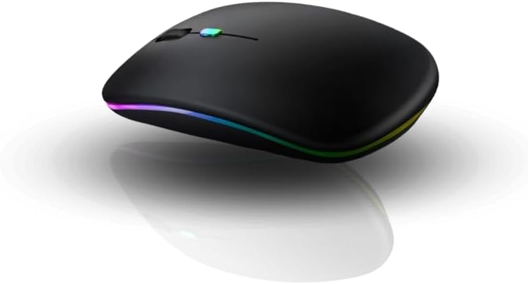 GOMAD LED Wireless Mouse, G12 Slim Rechargeable Silent Mouse, 2.4G Portable USB Optical Computer Mice, Matte Black