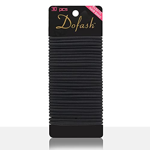 Dofash 30Pcs Super Elastics Hair Ties Ponytail Holders No Crease Metal Free Hair Bands for Women Girls Thick Hair (Black)