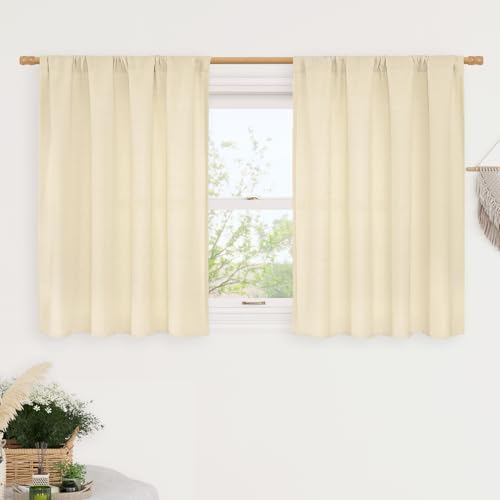 Image of LAMIT Short Linen Curtains 36 Inch Length for Kitchen Window Over Sink