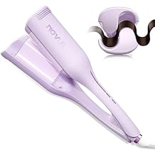NOVUS Curling Iron Hair Crimper Waver - 1.4 Inch Anti-Scald Waves Curling Wand, Ionic Deep Waver Hair Curler Tool with Ceramic 2 Barrel for All Hair Types, Auto Shutdown Protection
