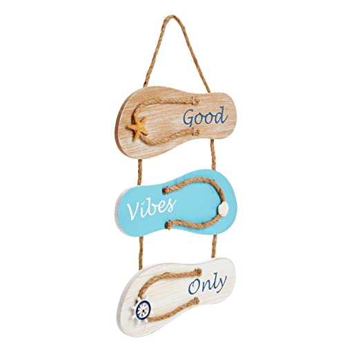 Juvale-Good-Vibes-Only-Sign-Wooden-Flip-Flop-Beach-Decor-Nautical-Inspired-Hanging-Sign-for-Homes-Summer-Displays-Ocean-Themed-Residences-Vacation-Properties-Office-Spaces-9×12-in Juvale Good Vibes Only Sign Wooden Flip Flop Beach Decor Nautical Inspired Hanging Sign for Homes Summer Displays Ocean Themed Residences Vacation Properties Office Spaces 9×12 in