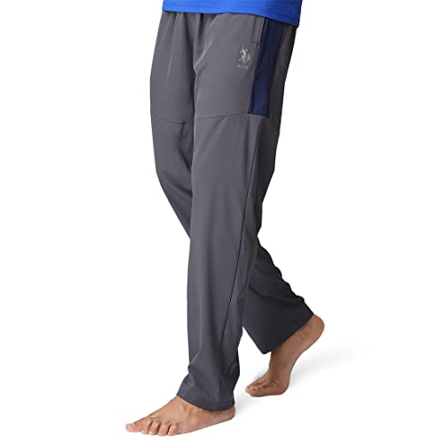 Image of U.S. Polo ASSN. Men's Regular Fit Mid Rise Elasticised Waist Panelled 1781 Lounge Regular Track Pants (Pack of 1)