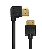A to A HDMI Cable, Ysimda Ultra Slim Flexible Series One Port Saver 270 Degree Left- Angle A to A HDMI 2.0 High-speed Cable, 6ft, Golded Connecter, 18G, Supports Ethernet, 3D, 4K and Audio Return