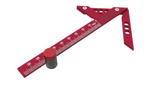 HofWerker Zentrierwinkel | Mittenfinder für Holz, Zentrumsfinder für Drechsel-Arbeiten, Kombiwinkel für Kanthölzer inkl. Fixierschraube f. Arbeitsplatz-Montage o. Maß-Einstellung, Winkel 100 mm