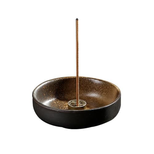 Räucherstäbchenhalter Keramik, Räucherschale mit Messinghalter...