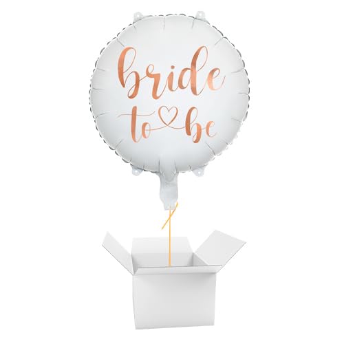 Rose Gold Bride to Be White Helium Foil Balloon - Inflated Balloon in a Box