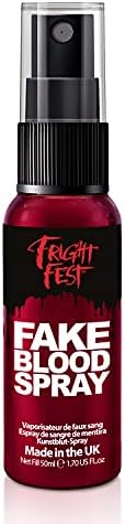 Fake Blood Gel Spray 50ml by Fright Fest Red Fake Blood liquid – SFX makeup looks great with face blood, liquid latex, white face paint, black face paint, body paint and spirit gum