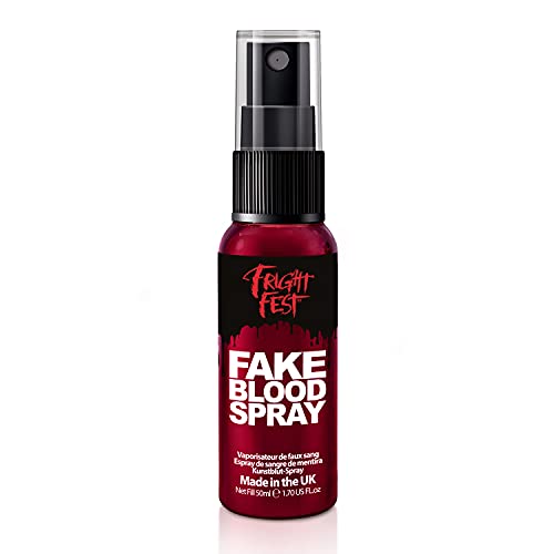 Fake Blood Spray 50ml Halloween Zombie Makeup SFX Pro Horror Make up Halloween Washable Fake Blood Face Paint for Clothes Vampire Zombie & Fancy Dress Up Coagulated Fake Blood Made in UK
