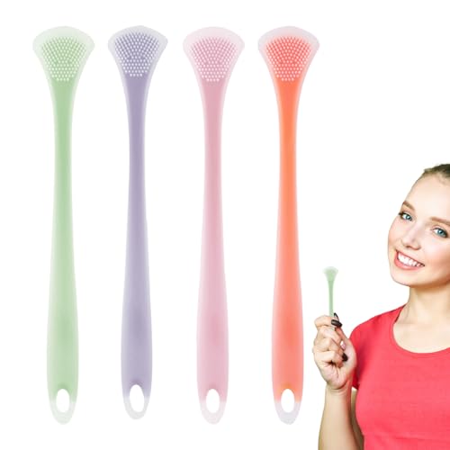 Rascador de lengua | Raspador de lengua Dentals para un aliento más fresco,El limpiador de silicona ayuda a combatir el mal aliento, herramientas seguras para la lengua de 4 piezas para Jomewory