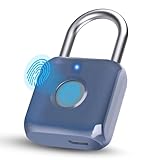 Pothunder Fingerprint Padlock, Smart Padlock, Locker Lock, Biometric Metal Keyless Fingerprint Lock, USB Rechargeable, for Gym Locker, Luggage, Backpack(Blue)