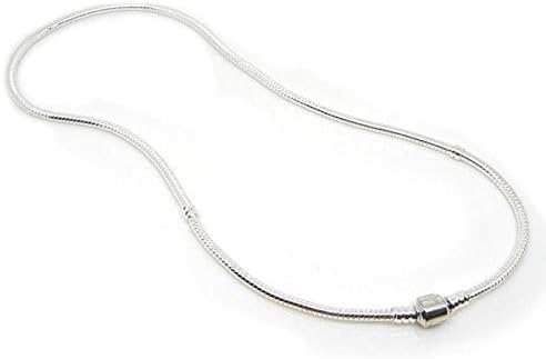 Snake Chain Necklace Silver Plated fit Pandora Charms Beads Jewelry (17 and 7/8 Inch)
