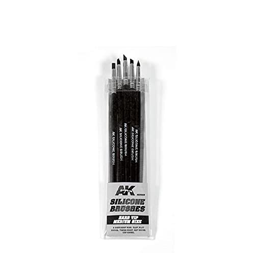 AK Interactive Silicone Brushes Hard Tip, Medium - 5Pk - Model Building Tools and Accessories # AK9088
