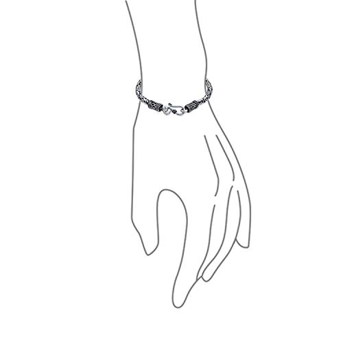 Bling Jewelry Bali Byzantine Chain Link Bracelet Eye And Hook Antiqued 925 Sterling Silver For Women Men Teen Hand Crafted Made In Thailand 7.5 Inch #TOP1