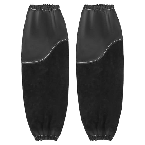 VEVOR Manchons de Soudage en Cuir de Vachette et Coton, Manchons à Souder Protection Soudure Résistant aux Flammes, avec Manchettes Élastiques, pour Hommes Femmes, de Soudage, Forge, Travail du Bois