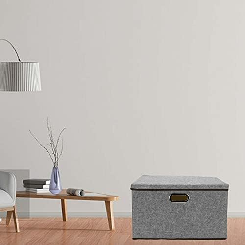 Holdfiturn 4pcs Foldable Storage Boxes 50x40x30cm Linen Fabric Decorative Clothing Storage Bins Containers Basket for Toys Shelves Clothes Books