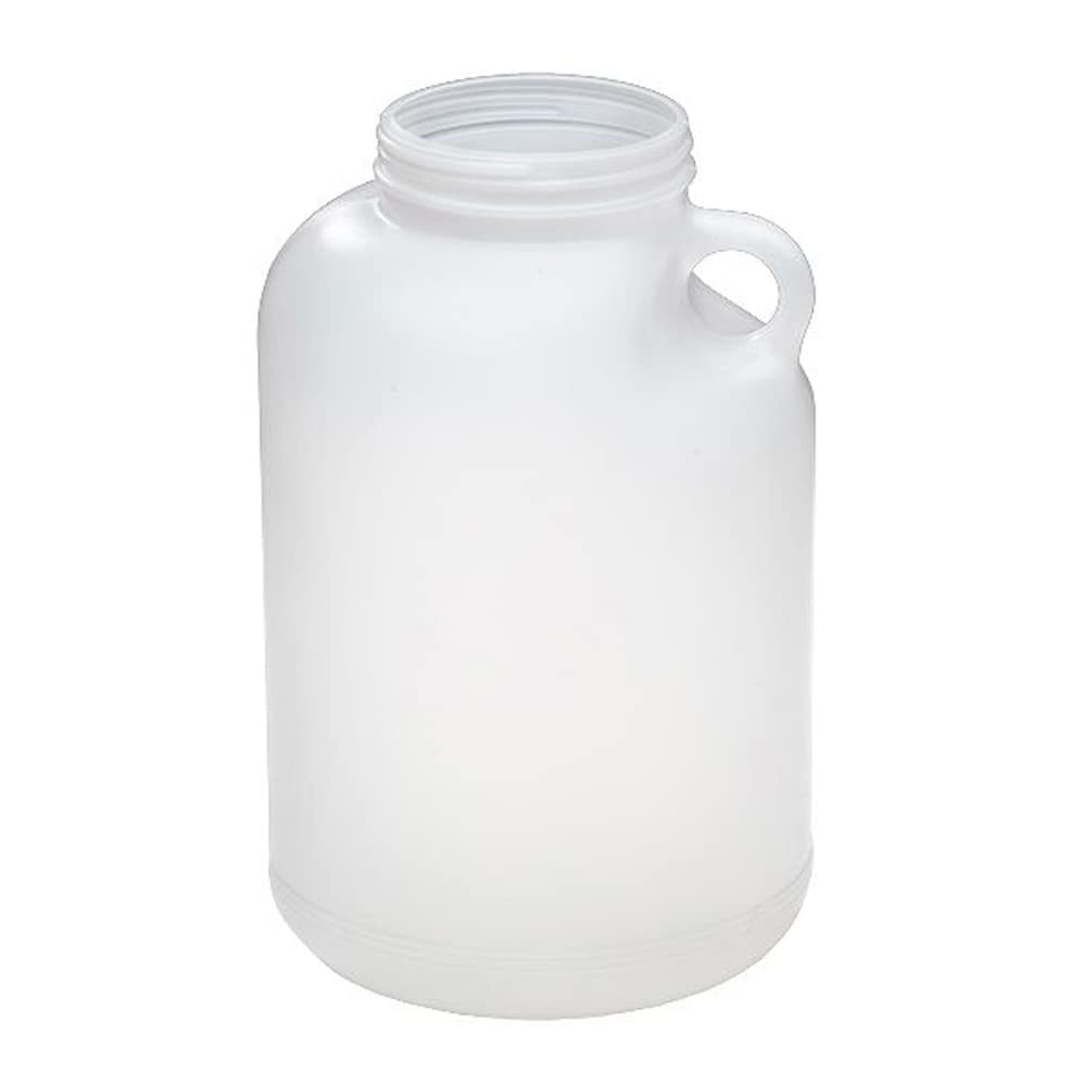 Qorpak PLA-03274 Natural HDPE Wide Mouth Handled Round Jug with 89-400 Neck Finish, 128 oz (Pack of 60)