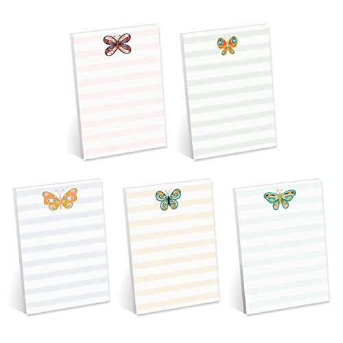 Bloc-notes adhésifs papillons pastel repositionnables grand format 10x15 cm 5 blocs