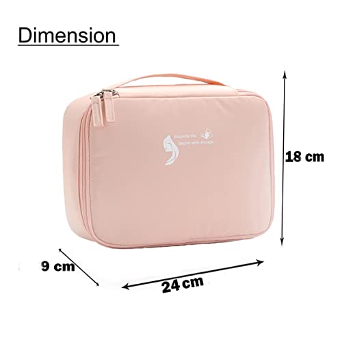 Seagull flight of fashion Cosmetic Bag , Make up Bag for Home & Travel ,Vanity Bag with Pouch for Brushes ,Toiletries , Cosmetics with Mobile Stand - 24 x 18 x 8 cm - Pink - Image 5