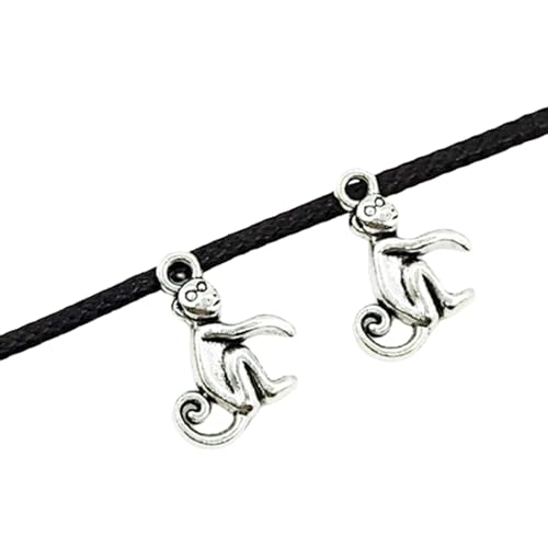 YOOGCORETT 50pcs Antique Silver Alloy Monkey Animal Charms Pendants Antique