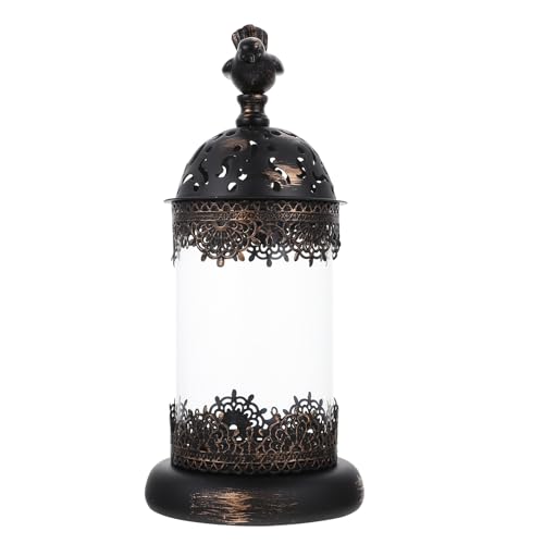 Milisten Vintage Bird Cage Candle Holder Retro Black Metal Desktop