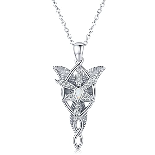 lotus & leaf Arwen Evenstar Necklace 925 Sterling Silver Hobbit Jewelry Necklace Gifts for Women Men