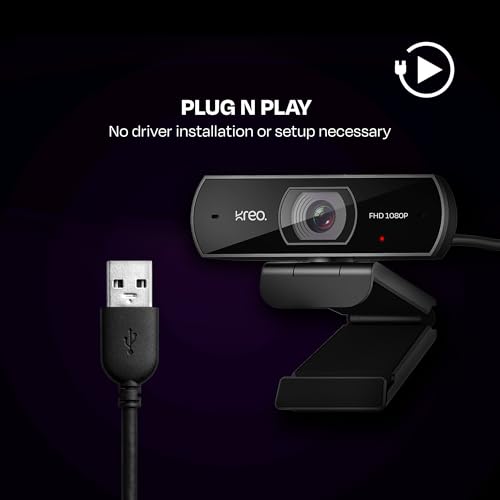 Kreo Owl Full HD 1080P 60 FPS Webcam with Auto-Focus and Built-in Dual Digital Mic, Plug and Play Setup for Video Call, Streaming, YouTube and More, Built-in Privacy Shutter with 360 Rotation 8 31 dR0BlVrL