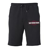 CornBorn San Diego State Shorts - Aztecs Premium Fleece SDSU Football Laces - Black - Large