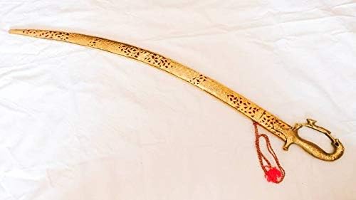 Handcrafted Indian Rajput Wedding Sword with Sheath Golden Hilt 35 inches