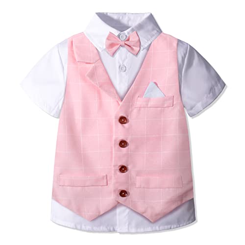Image of Nwada Boys Suit Toddler Dress Clothes Shirt with Bow Tie, Dress Pants Sets Kids Gentleman Outfit suits
